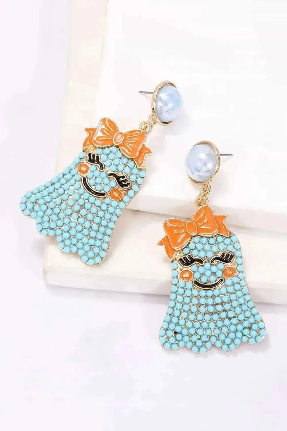 Smiling Ghost Shape Synthetic Pearl Earrings - Bad Moms Club