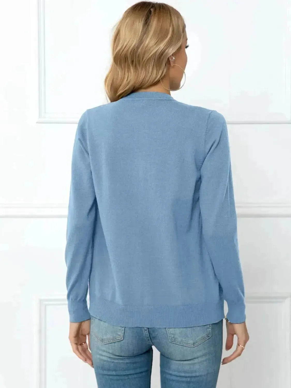 Button Down Round Neck Cardigan - Bad Moms Club