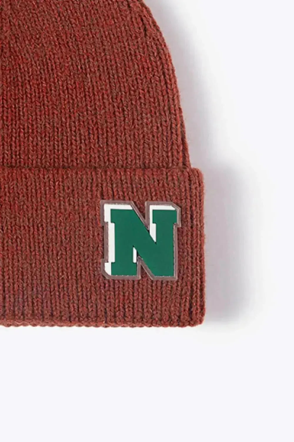 Letter N Patch Cuffed Knit Beanie - Bad Moms Club