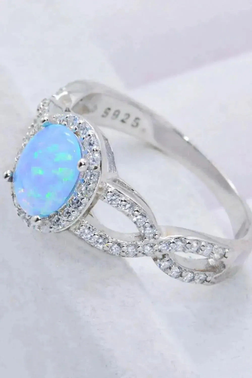 925 Sterling Silver Opal Halo Ring - Bad Moms Club