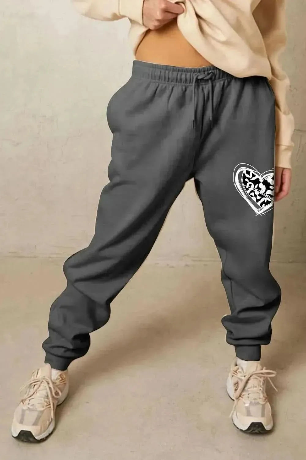 Simply Love Simply Love Full Size Drawstring Heart Graphic Long Sweatpants - Bad Moms Club