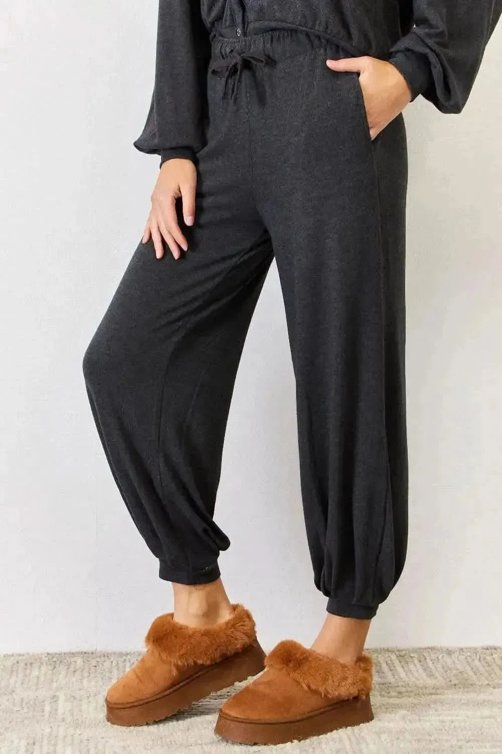 RISEN Ultra Soft High Waist Drawstring Lounge Joggers - Bad Moms Club