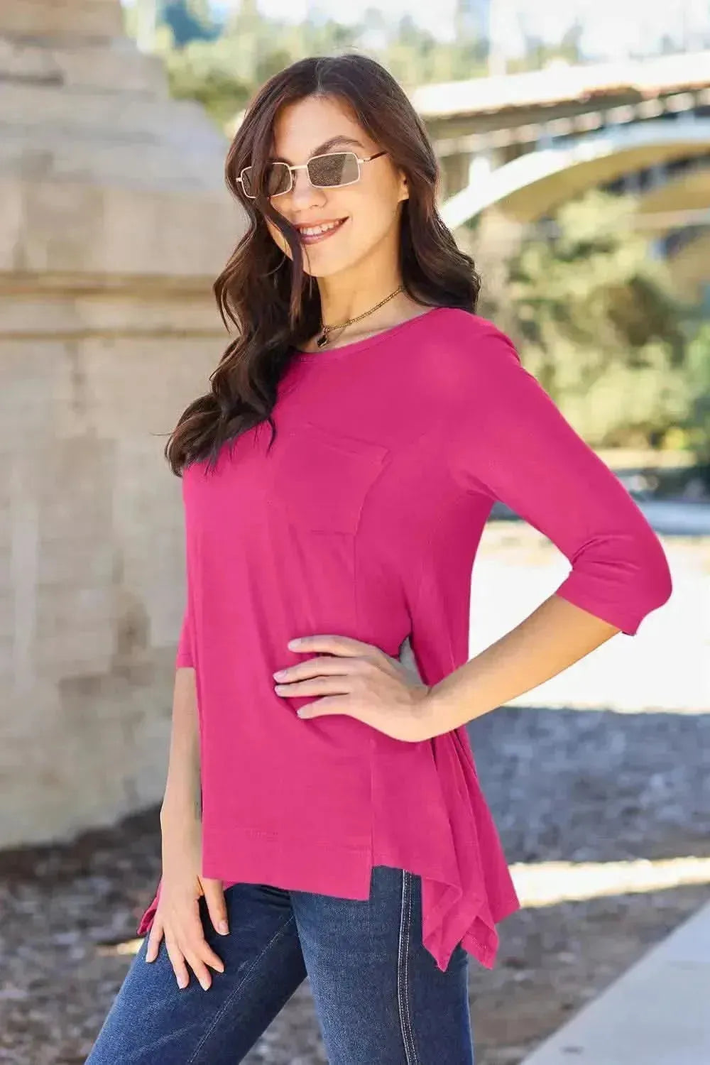 Basic Bae Full Size Round Neck Pocketed T-Shirt - Bad Moms Club