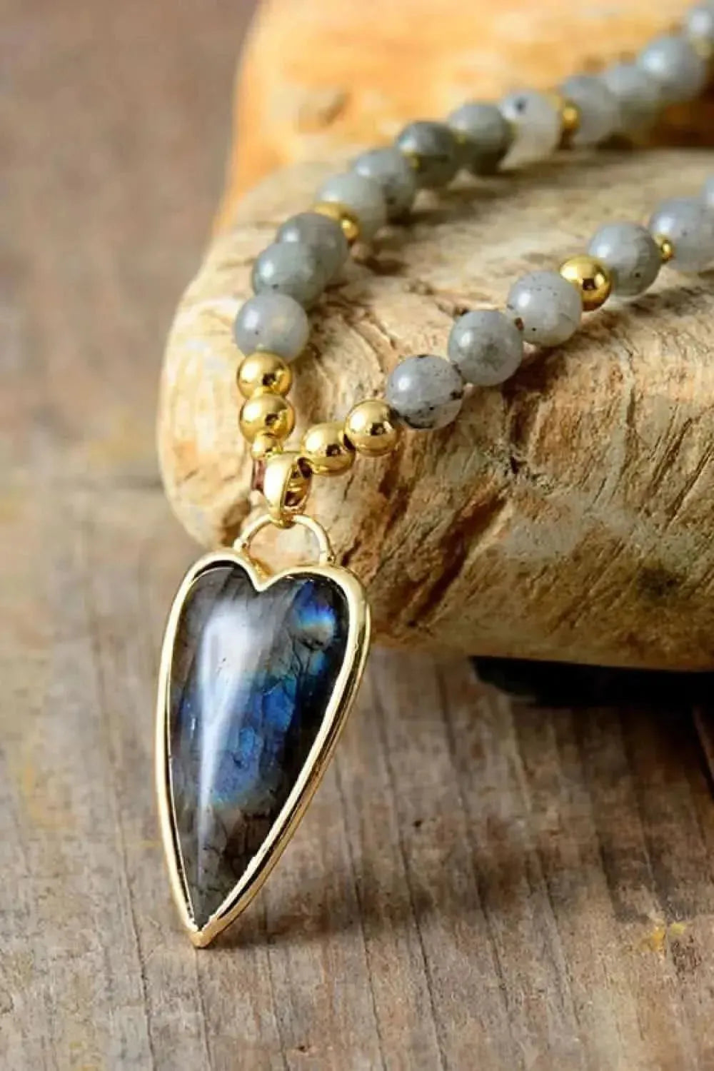 Natural Stone Pendant Beaded Necklace - Bad Moms Club