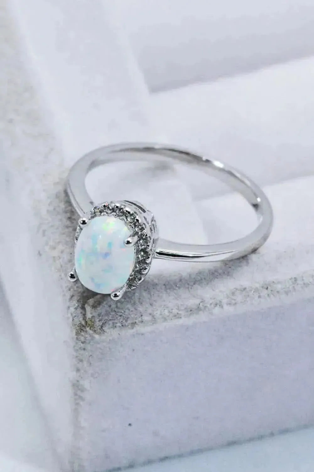 925 Sterling Silver 4-Prong Opal Ring - Bad Moms Club