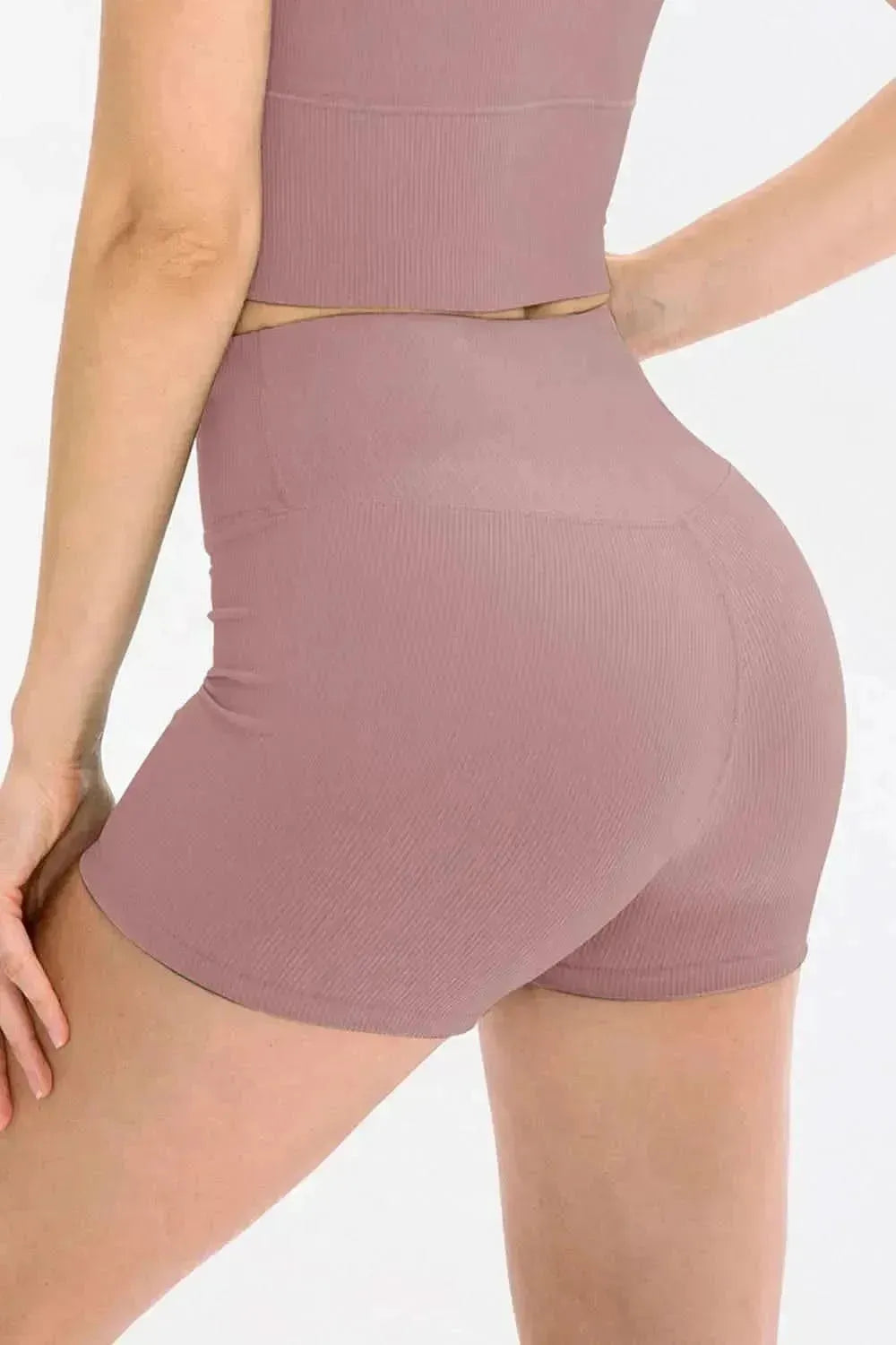 Slim Fit Wide Waistband Sports Shorts - Bad Moms Club