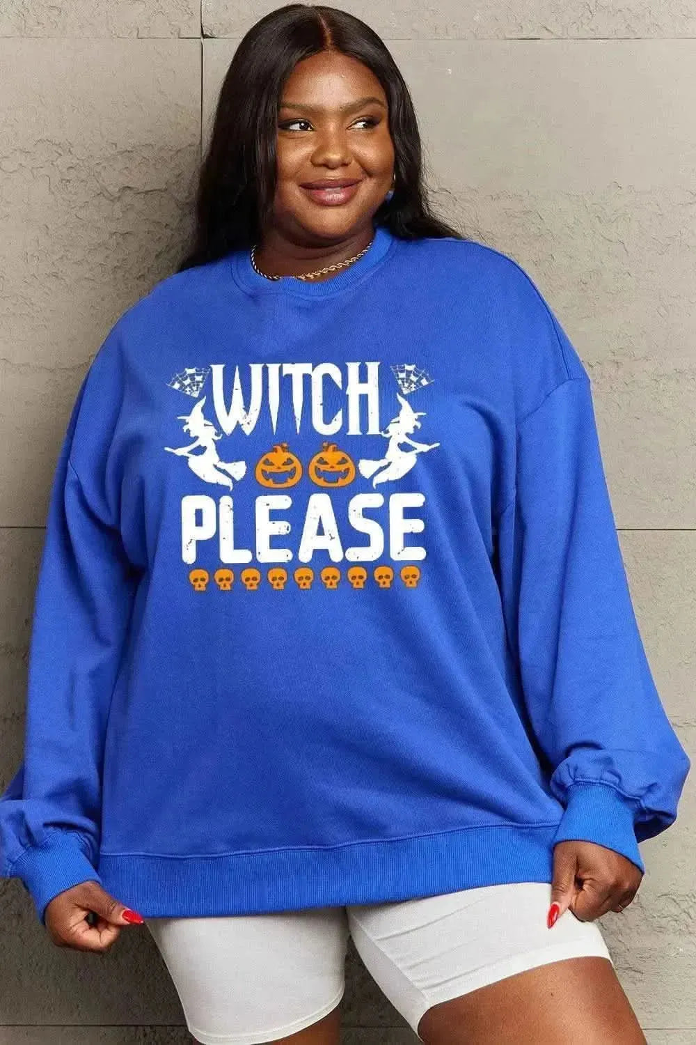 Simply Love Full Size WITCH PLEASE Graphic Sweatshirt - Bad Moms Club