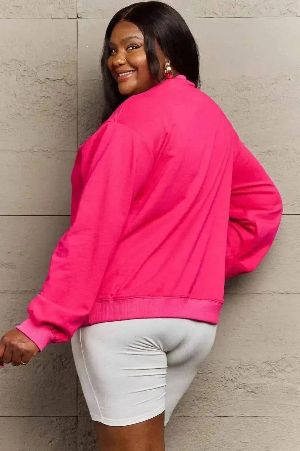 Simply Love Full Size Drop Shoulder Graphic Sweatshirt - Bad Moms Club