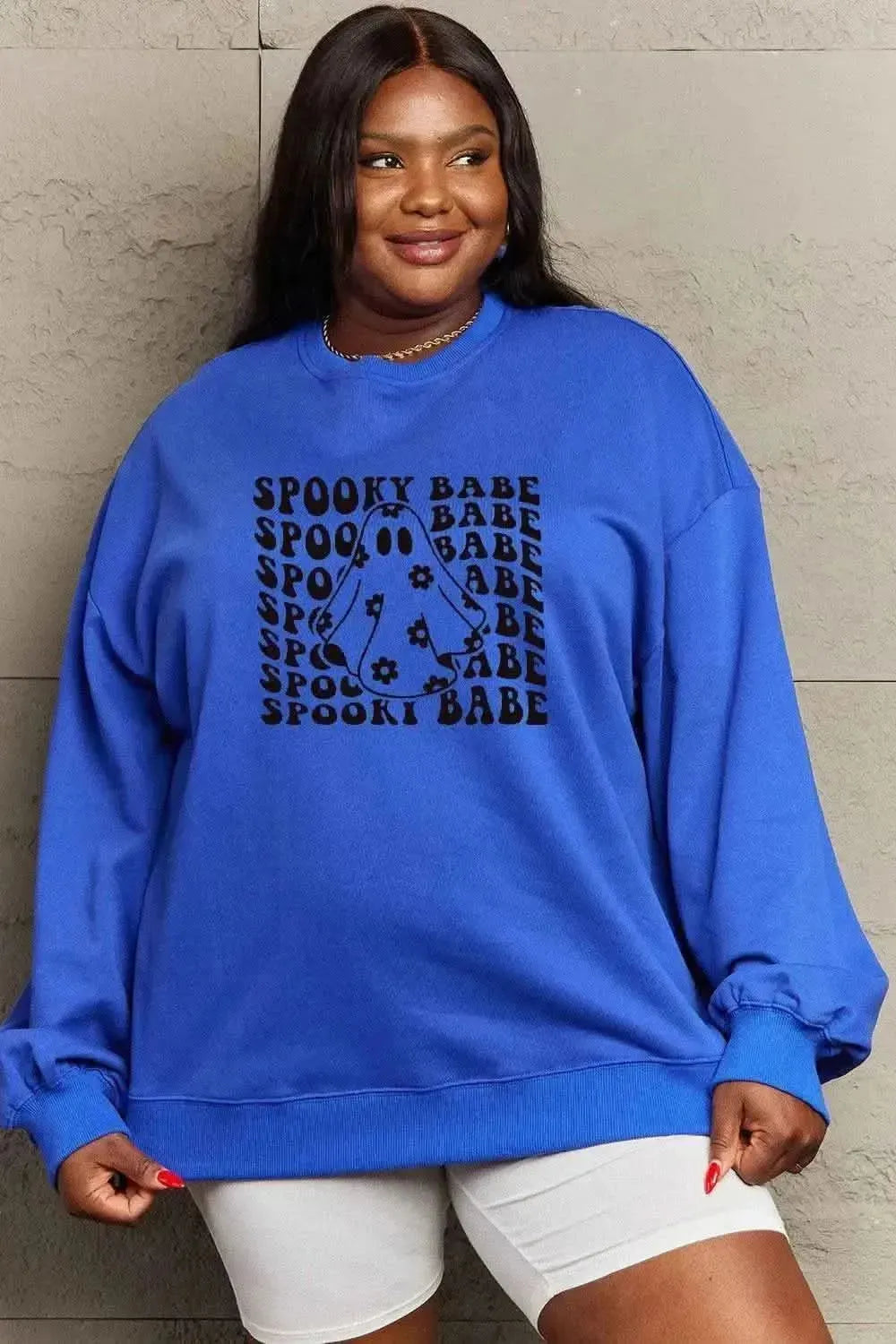 Simply Love Full Size SPOOKY BABE Graphic Sweatshirt - Bad Moms Club