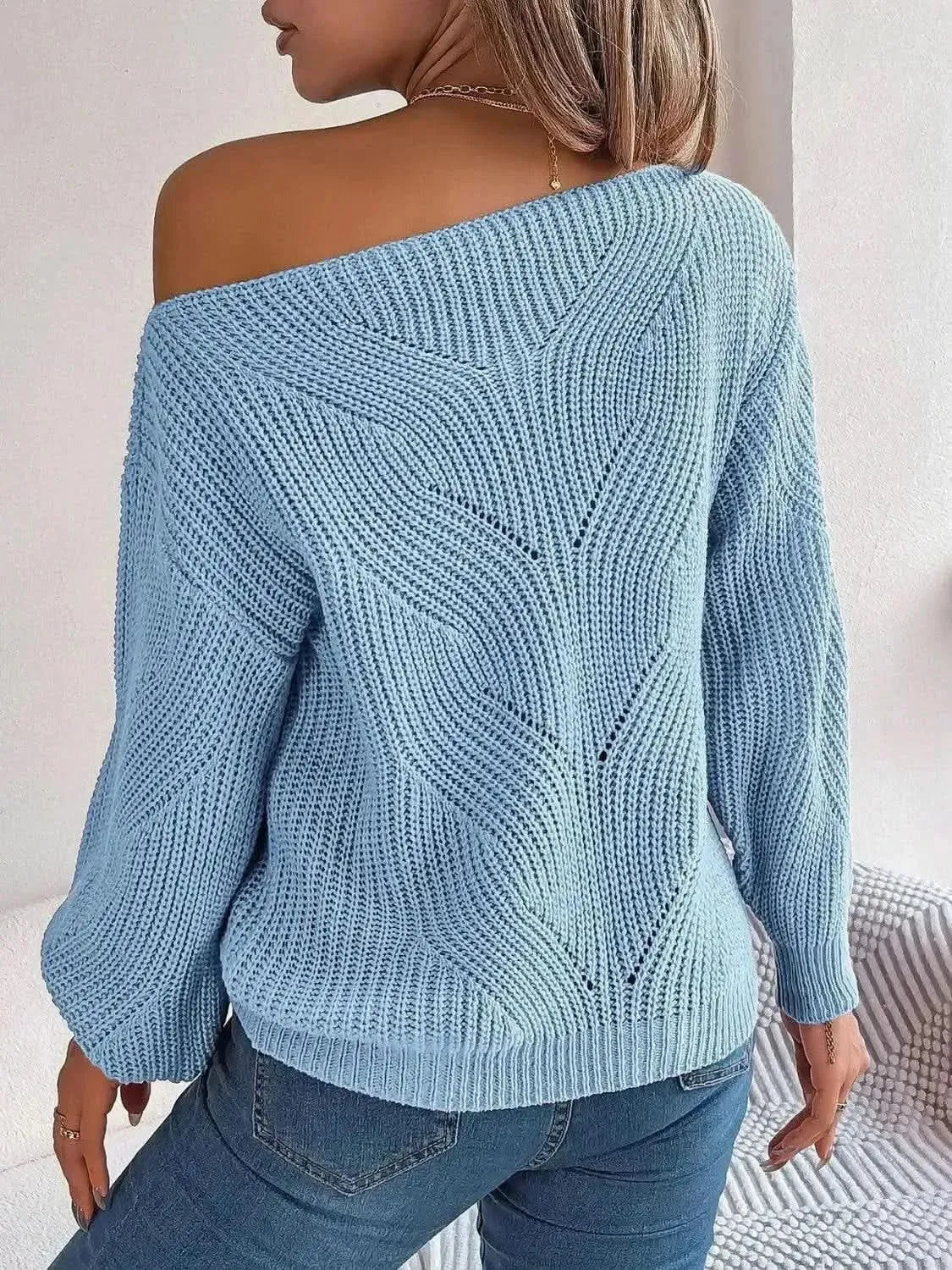Openwork Long Sleeve Sweater - Bad Moms Club