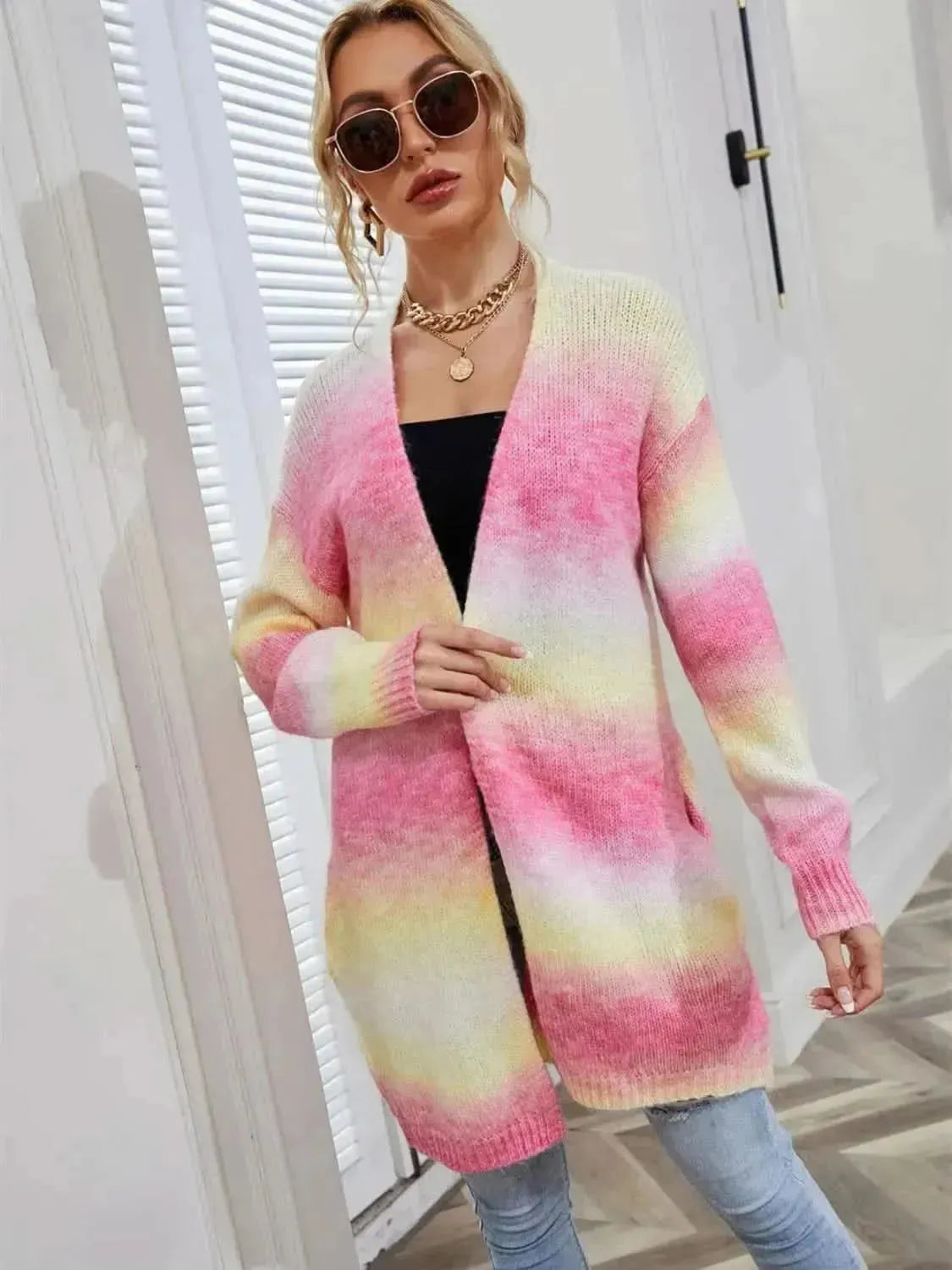 Full Size Gradient Open Front Cardigan - Bad Moms Club