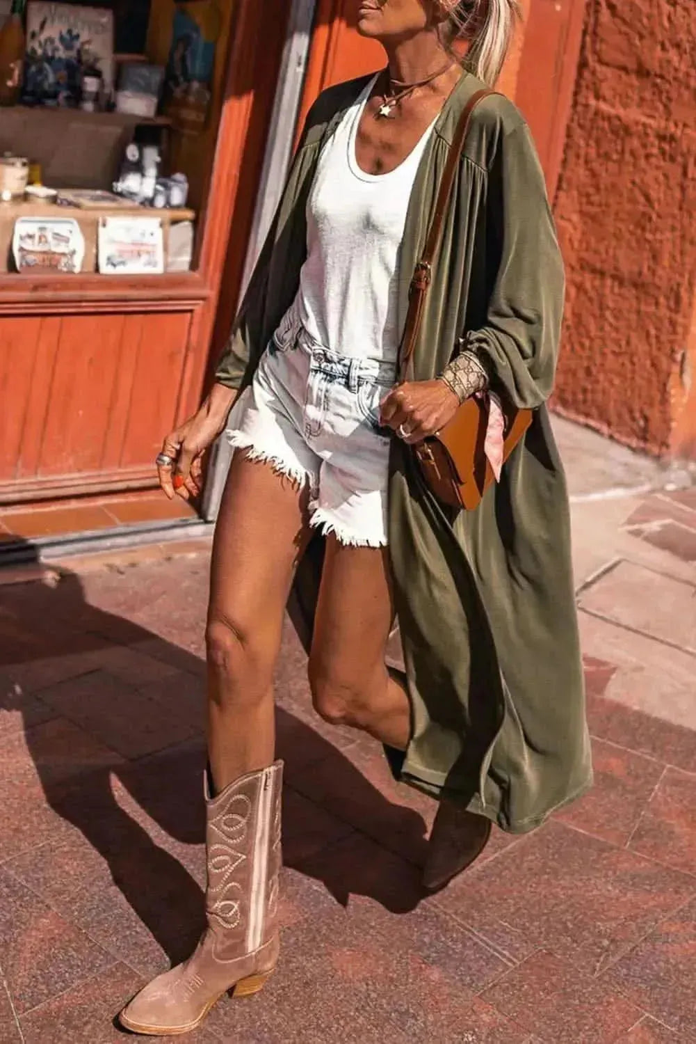 Round Neck Long Sleeve Cardigan - Bad Moms Club