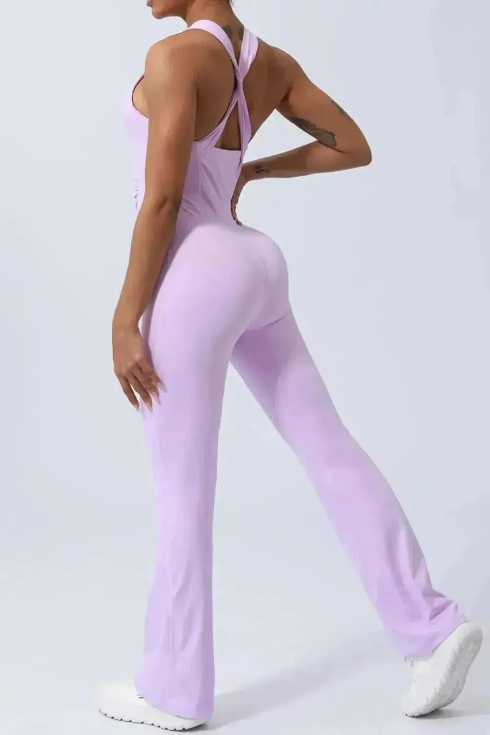 Crisscross Wide Strap Sleeveless Jumpsuit - Bad Moms Club