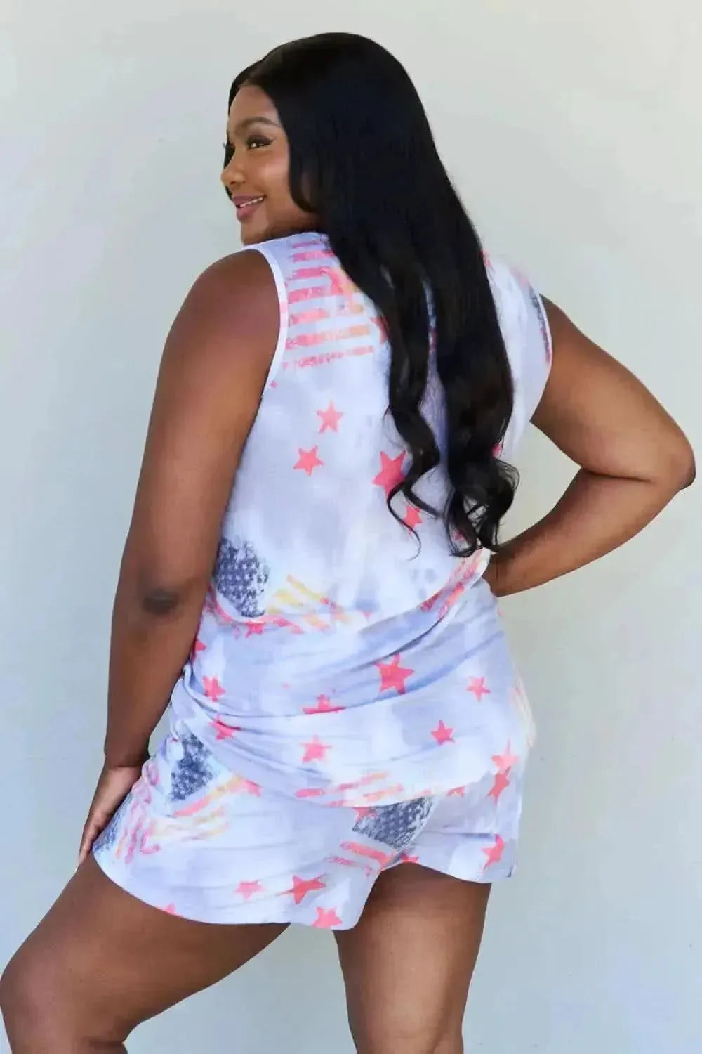 ODDI Full Size Tie-Dye Star Printed Loungewear Set - Bad Moms Club