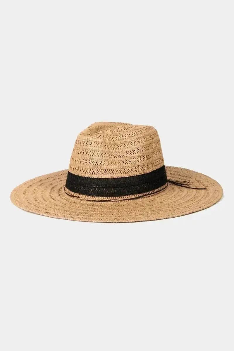 Fame Contrast Straw Braided Sun Hat - Bad Moms Club