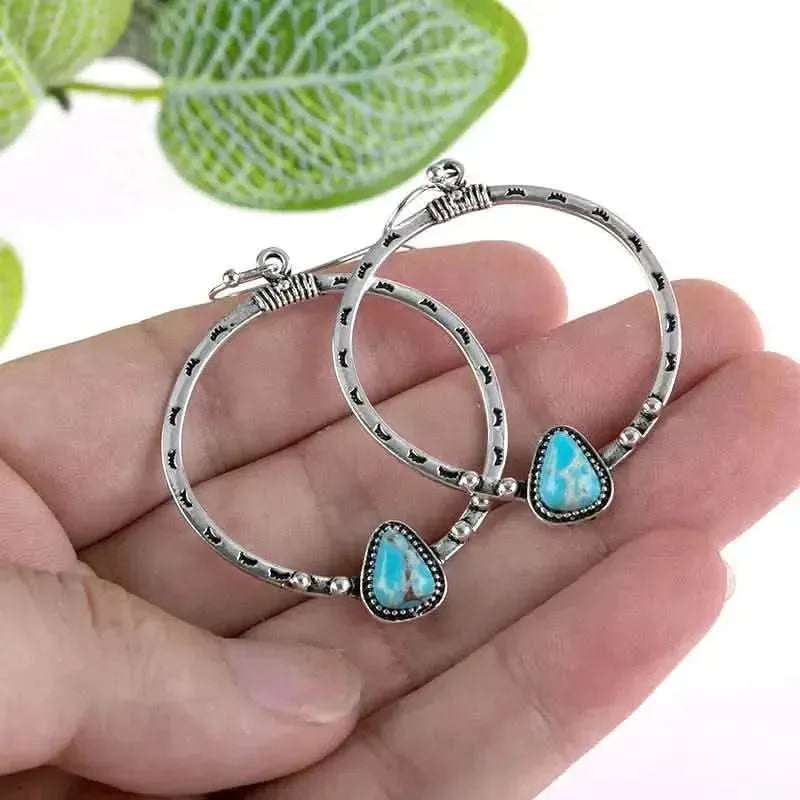 Artificial Turquoise Drop Earrings - Bad Moms Club