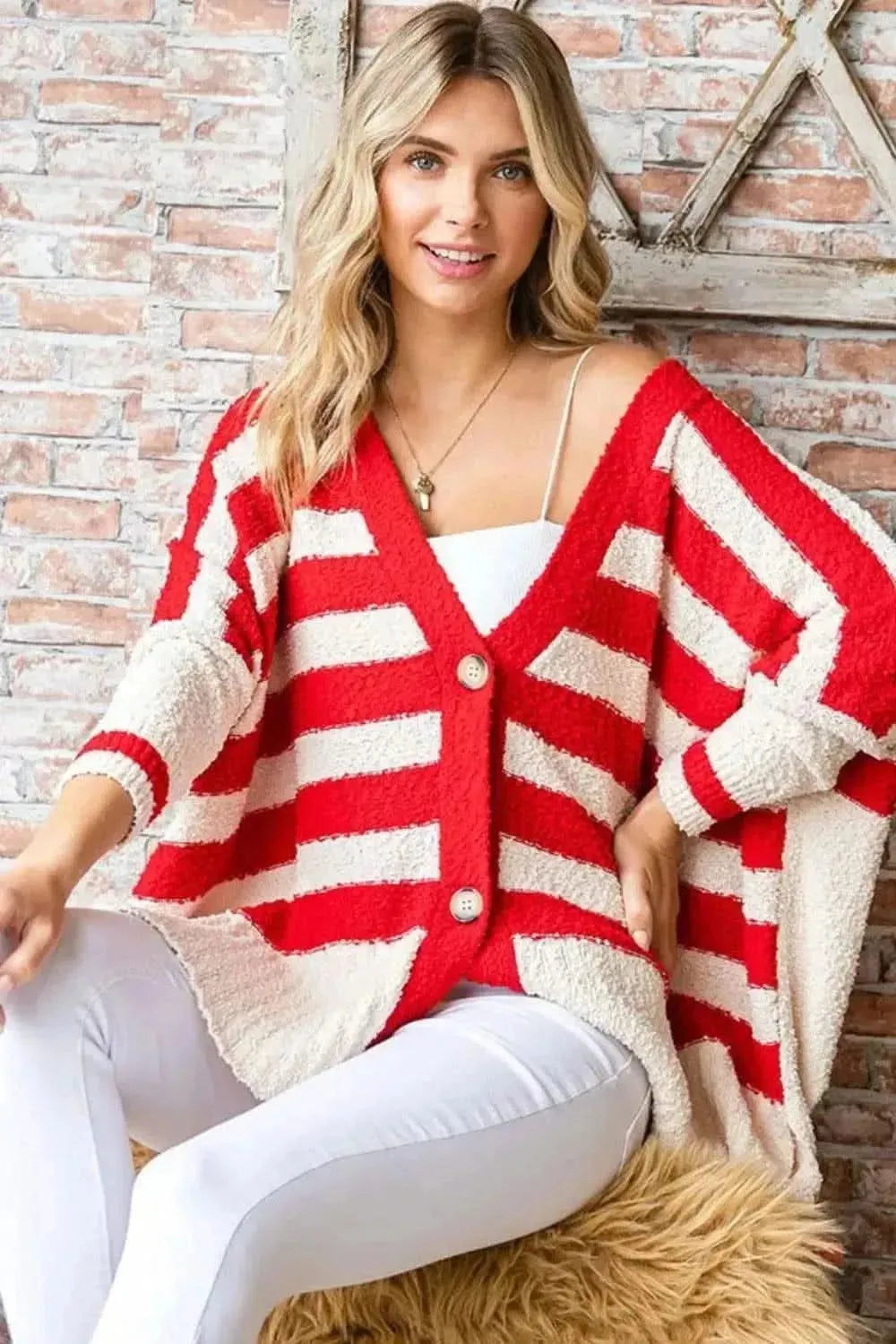 First Love Textured Striped Button Down Cardigan - Bad Moms Club