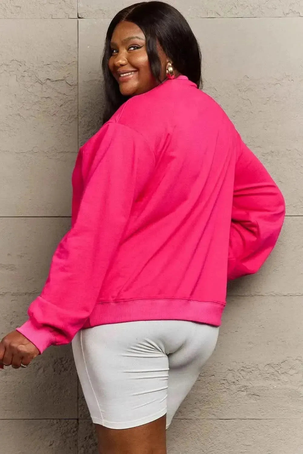 Simply Love Full Size Graphic Drop Shoulder Sweatshirt - Bad Moms Club