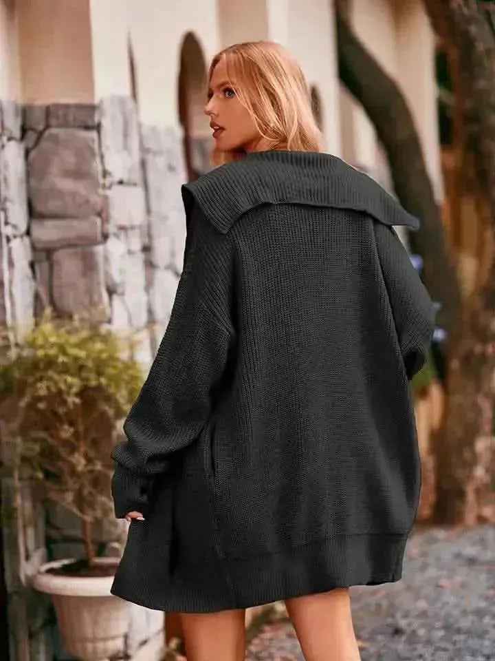 Dropped Shoulder Long Sleeve Cardigan - Bad Moms Club