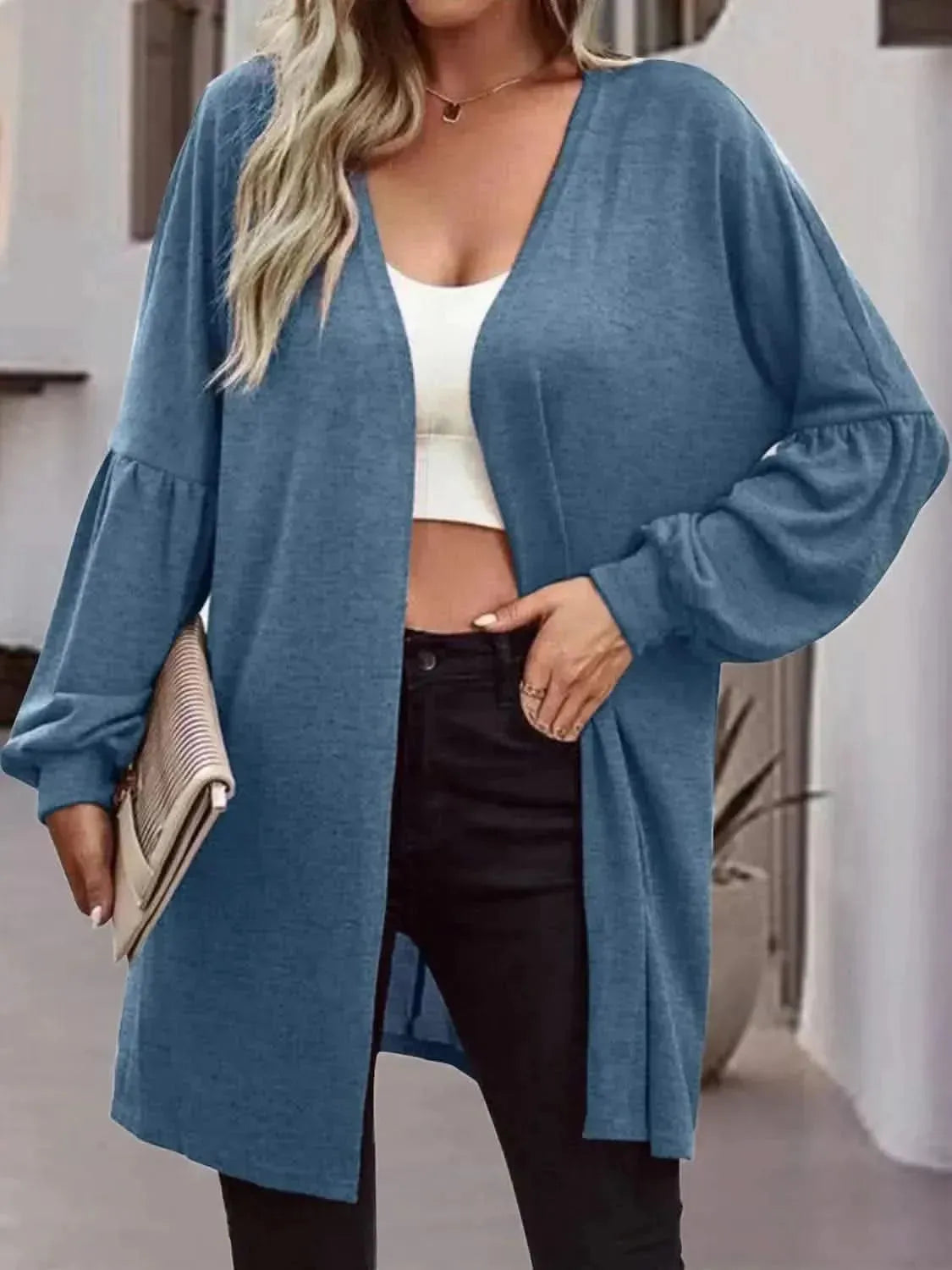 Open Front Long Sleeve Cardigan - Bad Moms Club