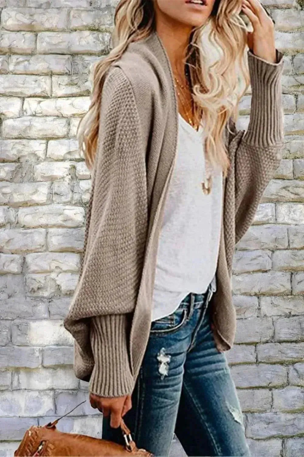 Open Front Dolman Sleeve Longline Cardigan - Bad Moms Club