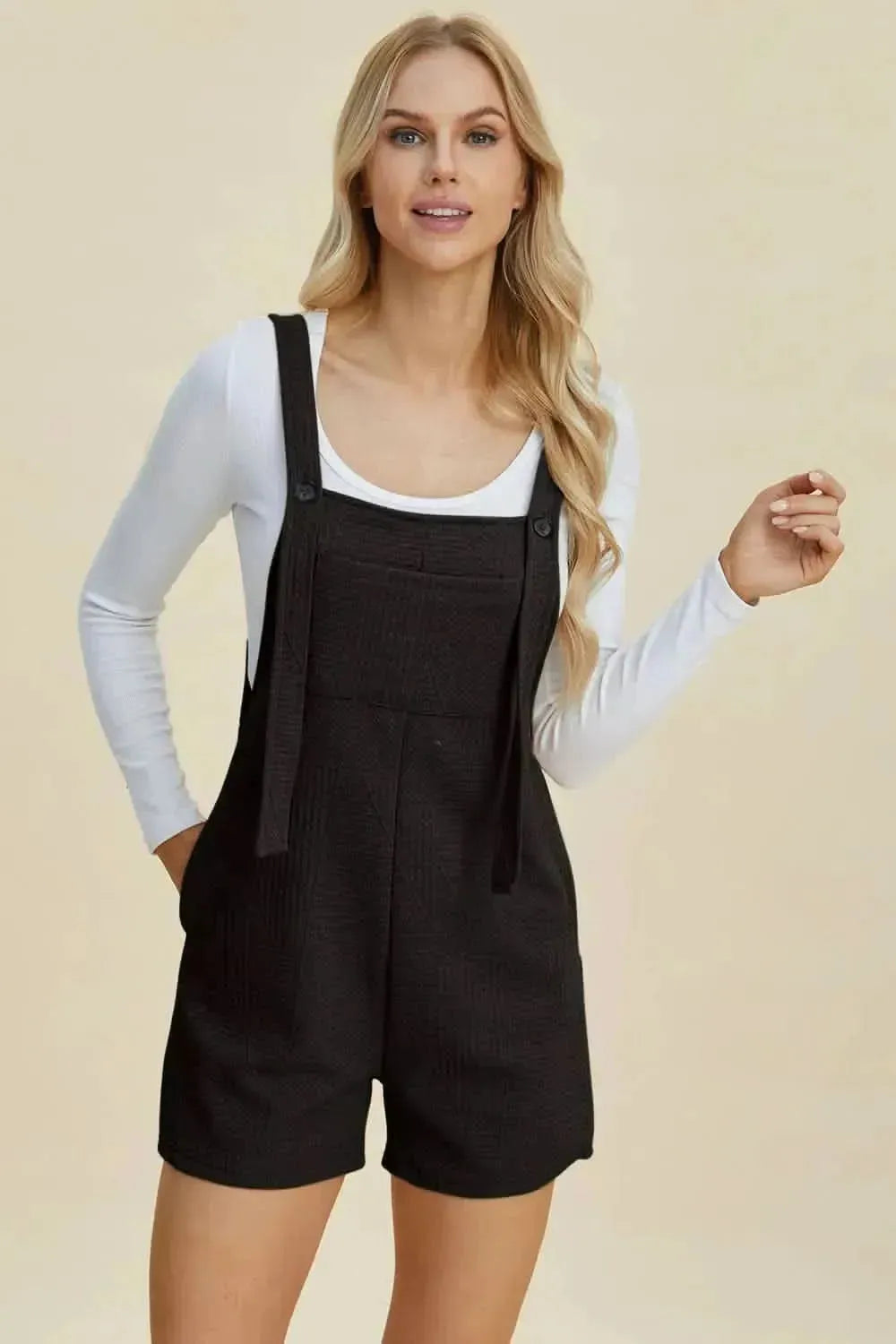 Double Take Full Size Texture Sleeveless Romper - Bad Moms Club