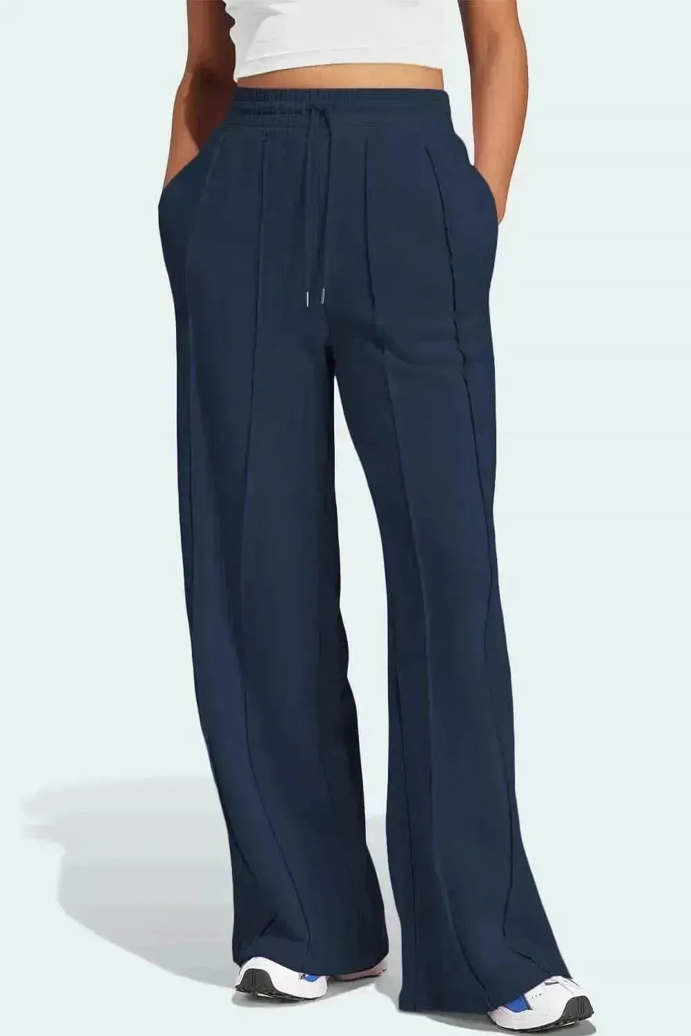 Drawstring Wide Leg Active Pants - Bad Moms Club