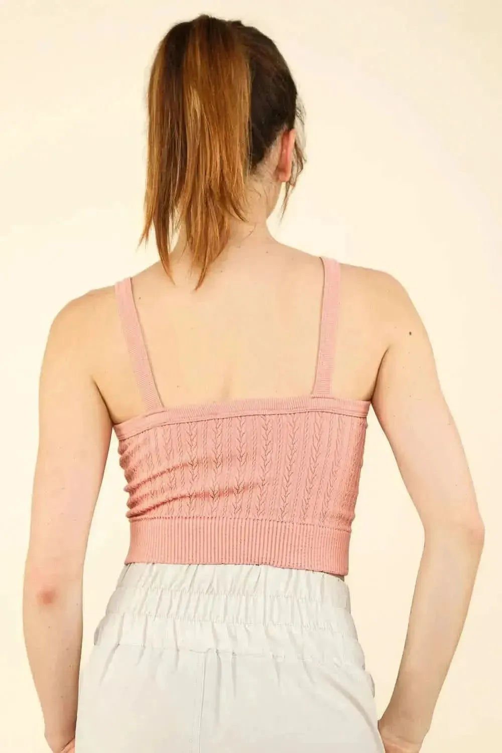 VERY J Cable Knit Seamless Cropped Cami - Bad Moms Club