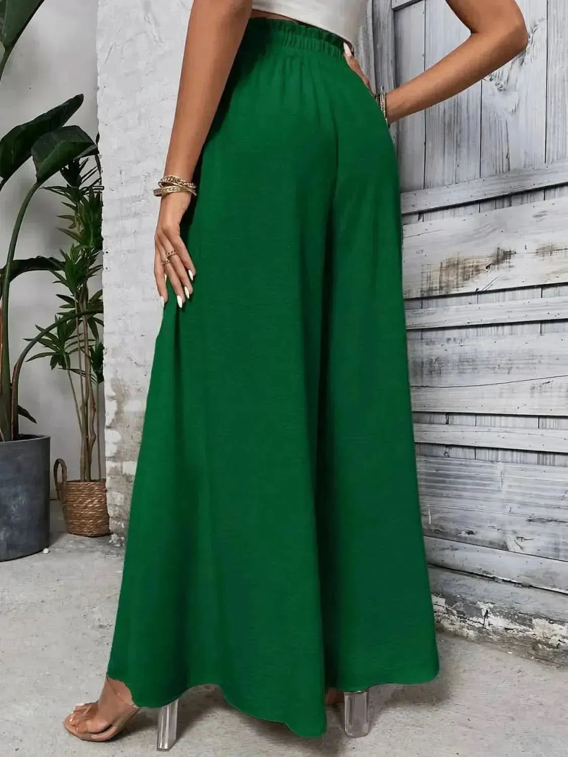 Honey Tied High Waist Wide Leg Pants - Bad Moms Club