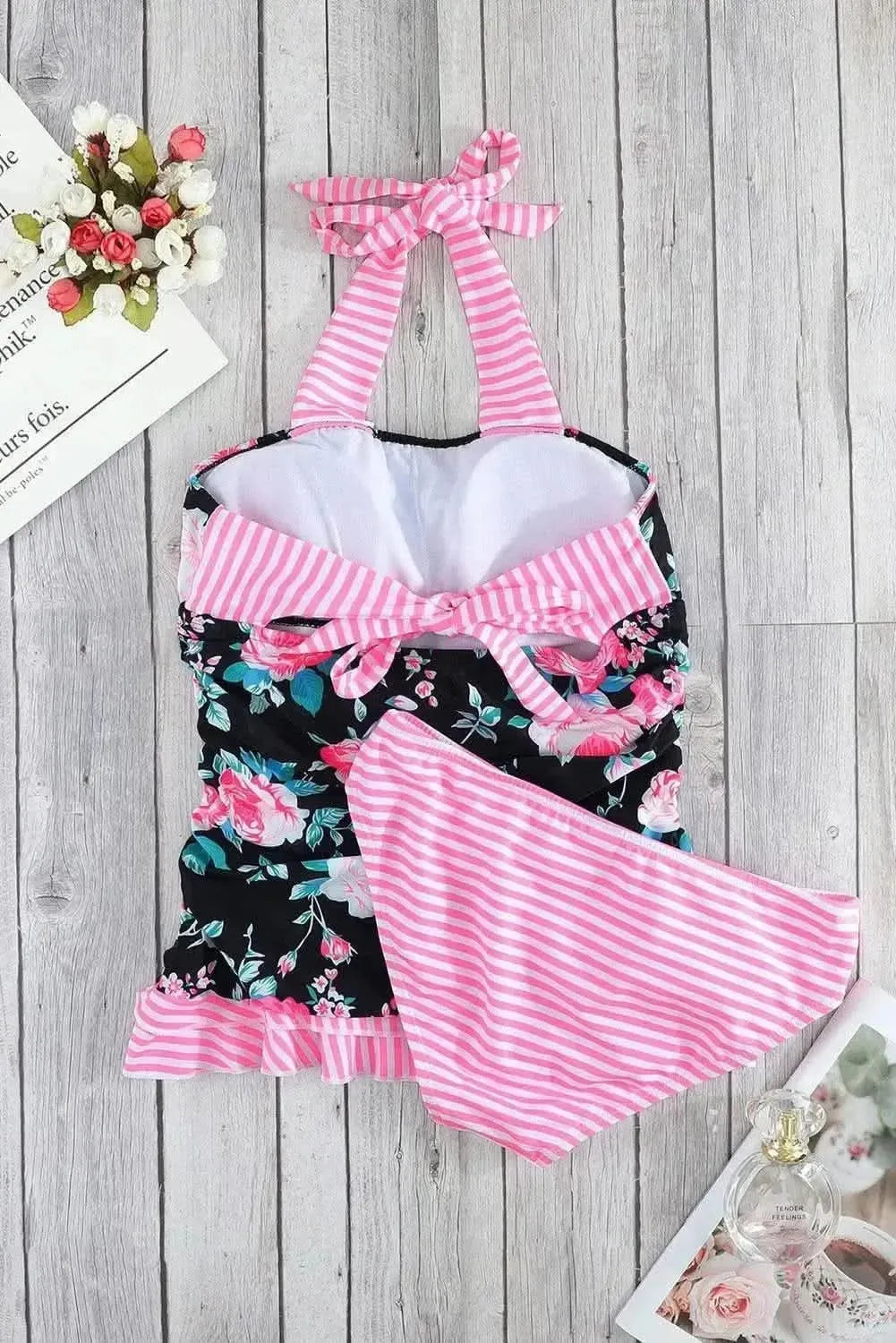 Mixed Print Tie-Back Two-Piece Swimsuit - Bad Moms Club
