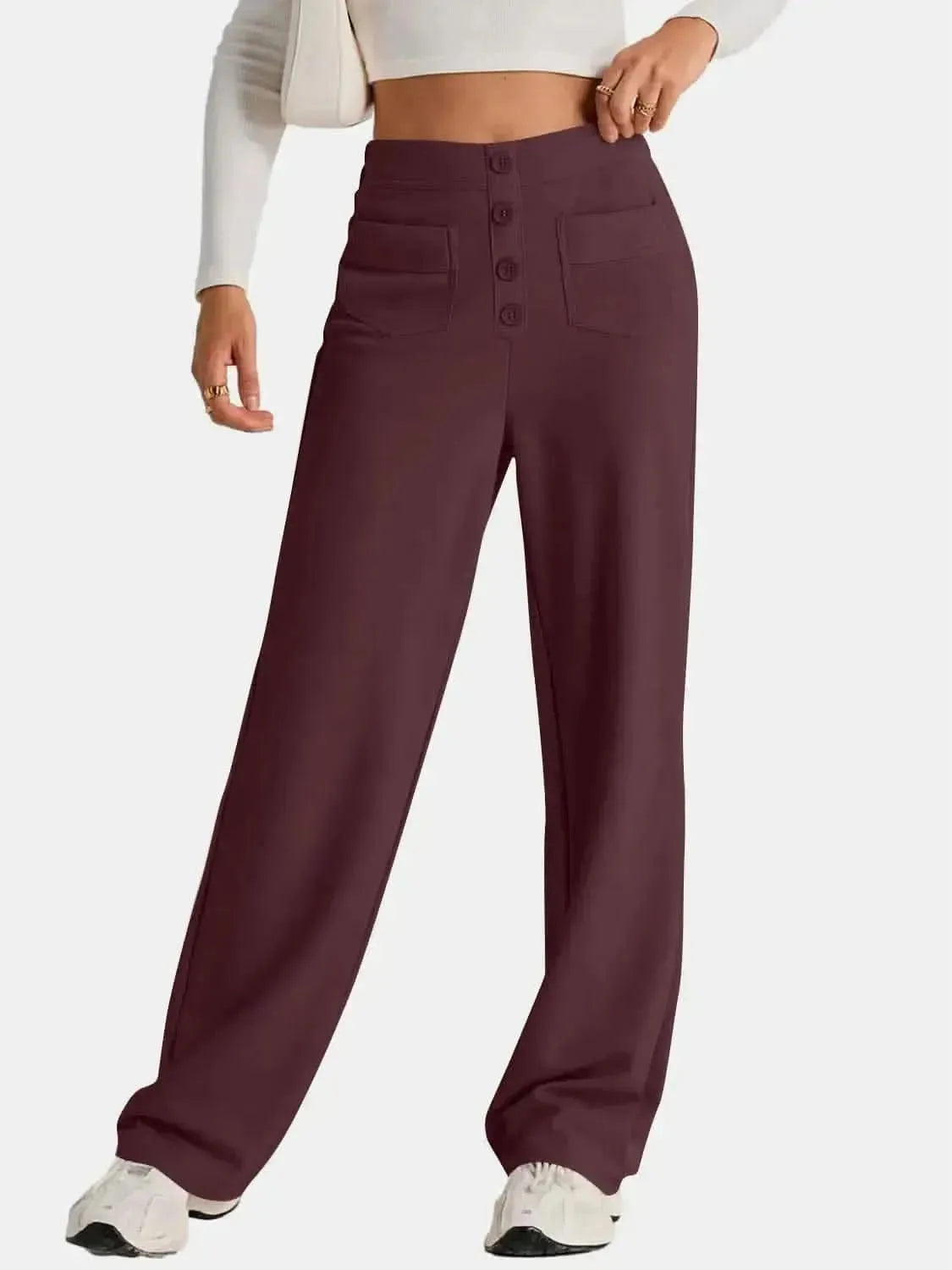 High Waist Wide Leg Pants - Bad Moms Club