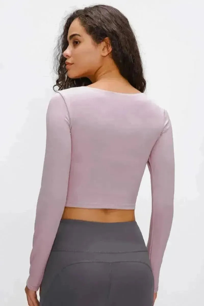 Long Sleeve Cropped Top With Sports Strap - Bad Moms Club