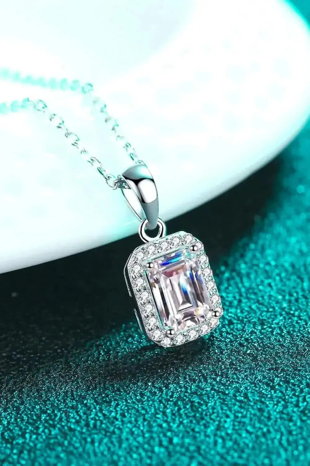 Square Moissanite Pendant Chain Necklace - Bad Moms Club