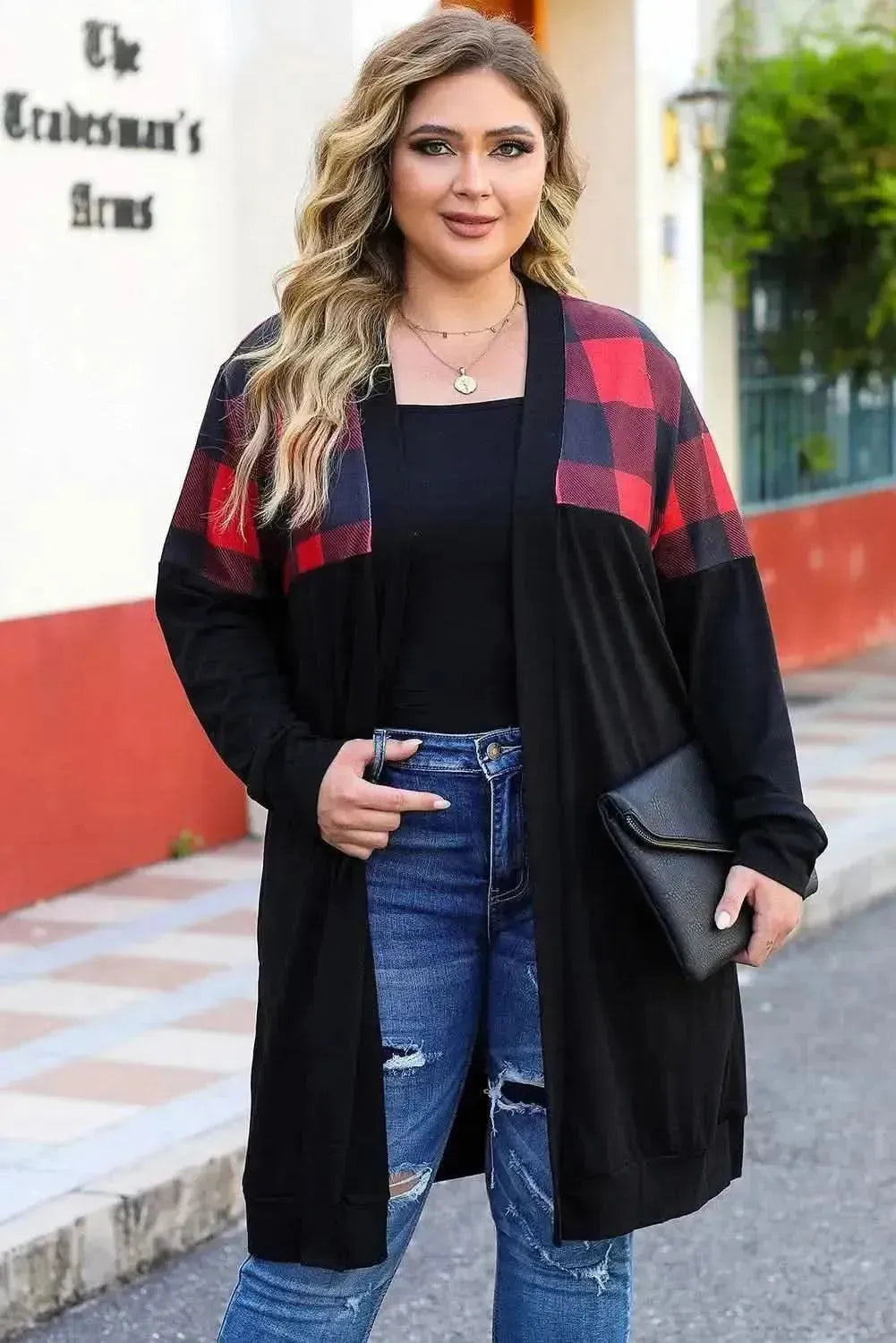 Plus Size Open Front Dropped Shoulder Cardigan - Bad Moms Club