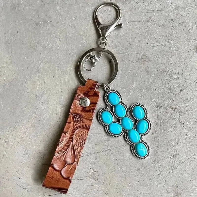 Turquoise Genuine Leather Key Chain - Bad Moms Club