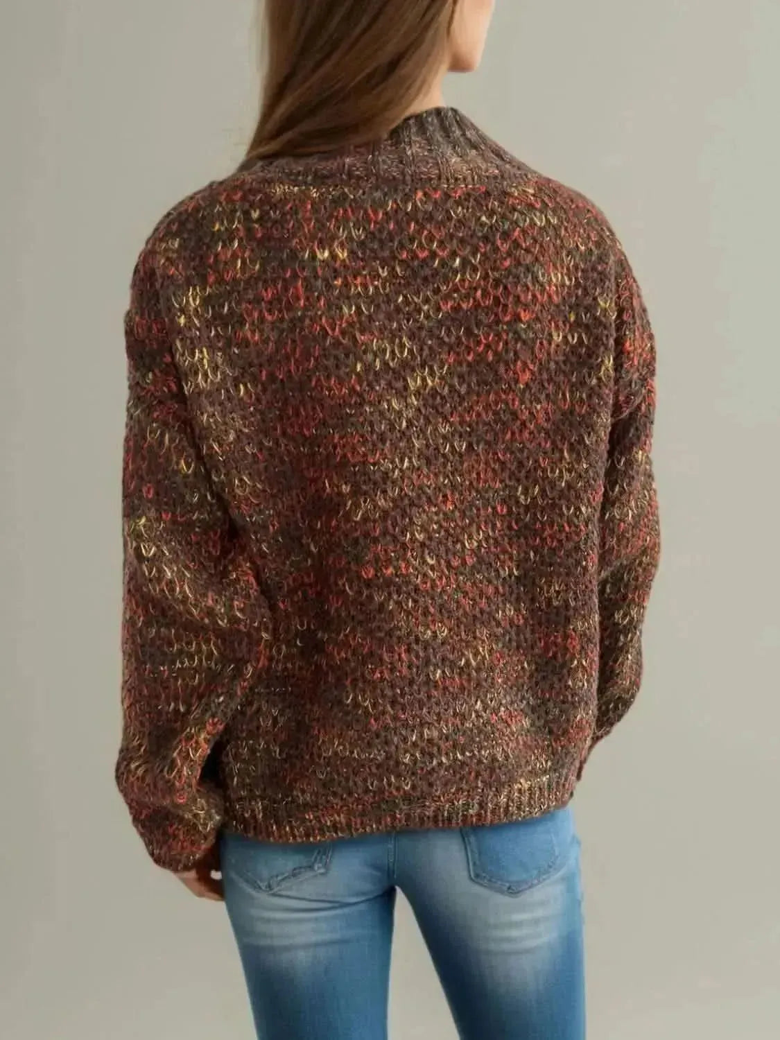 Heathered Turtleneck Dropped Shoulder Sweater - Bad Moms Club