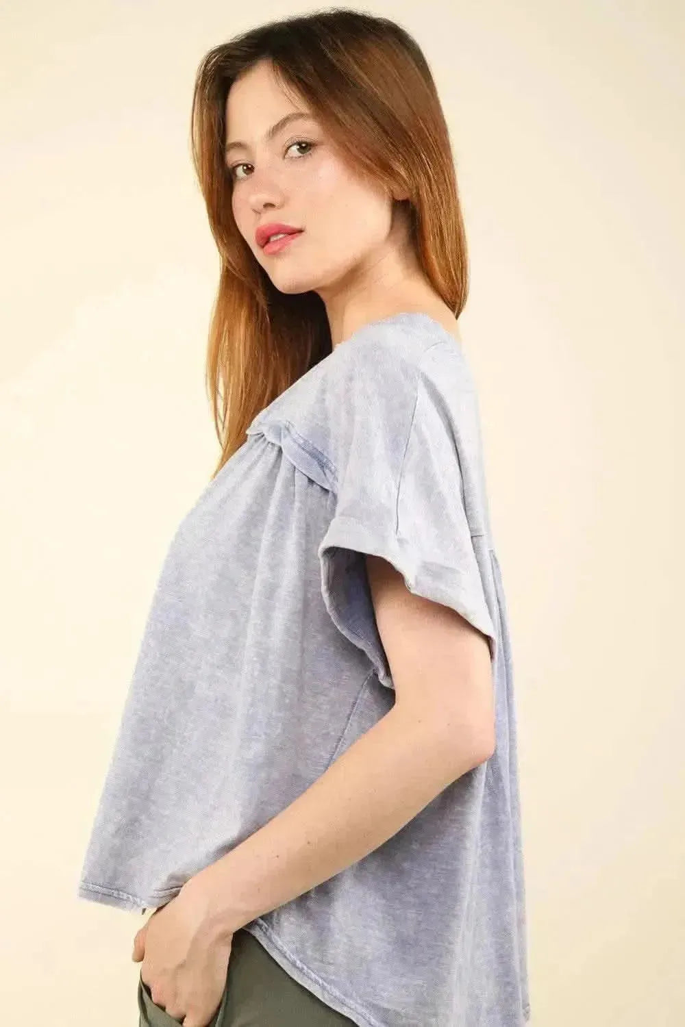 VERY J Nochted Short Sleeve Washed T-Shirt - Bad Moms Club