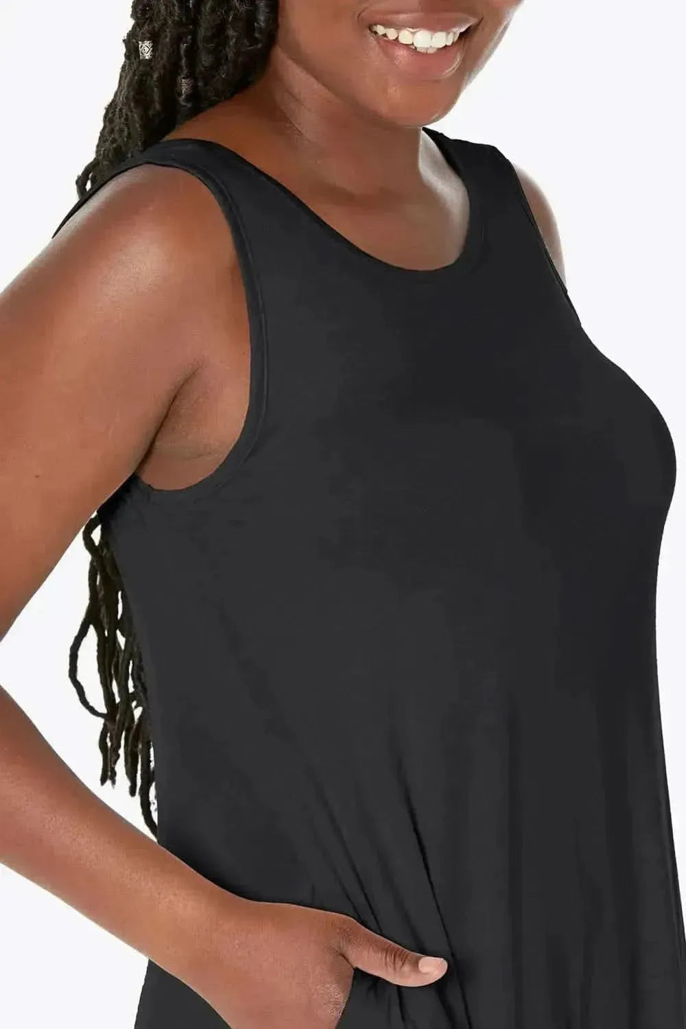 Full Size Round Neck Sleeveless Dress with Pockets - Bad Moms Club