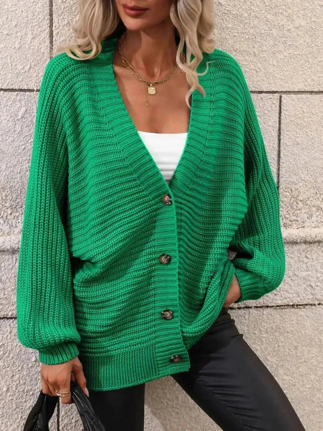 Button Down Horizontal-Ribbing Longline Cardigan - Bad Moms Club