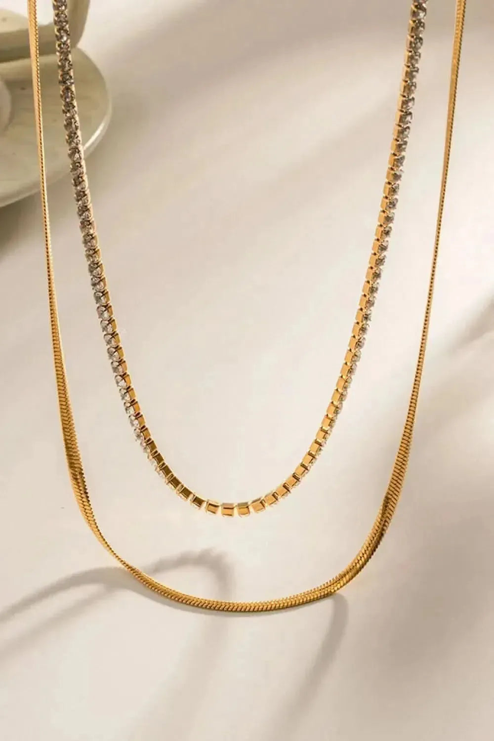 Double-Layered Inlaid Zircon Stainless Steel Necklace - Bad Moms Club