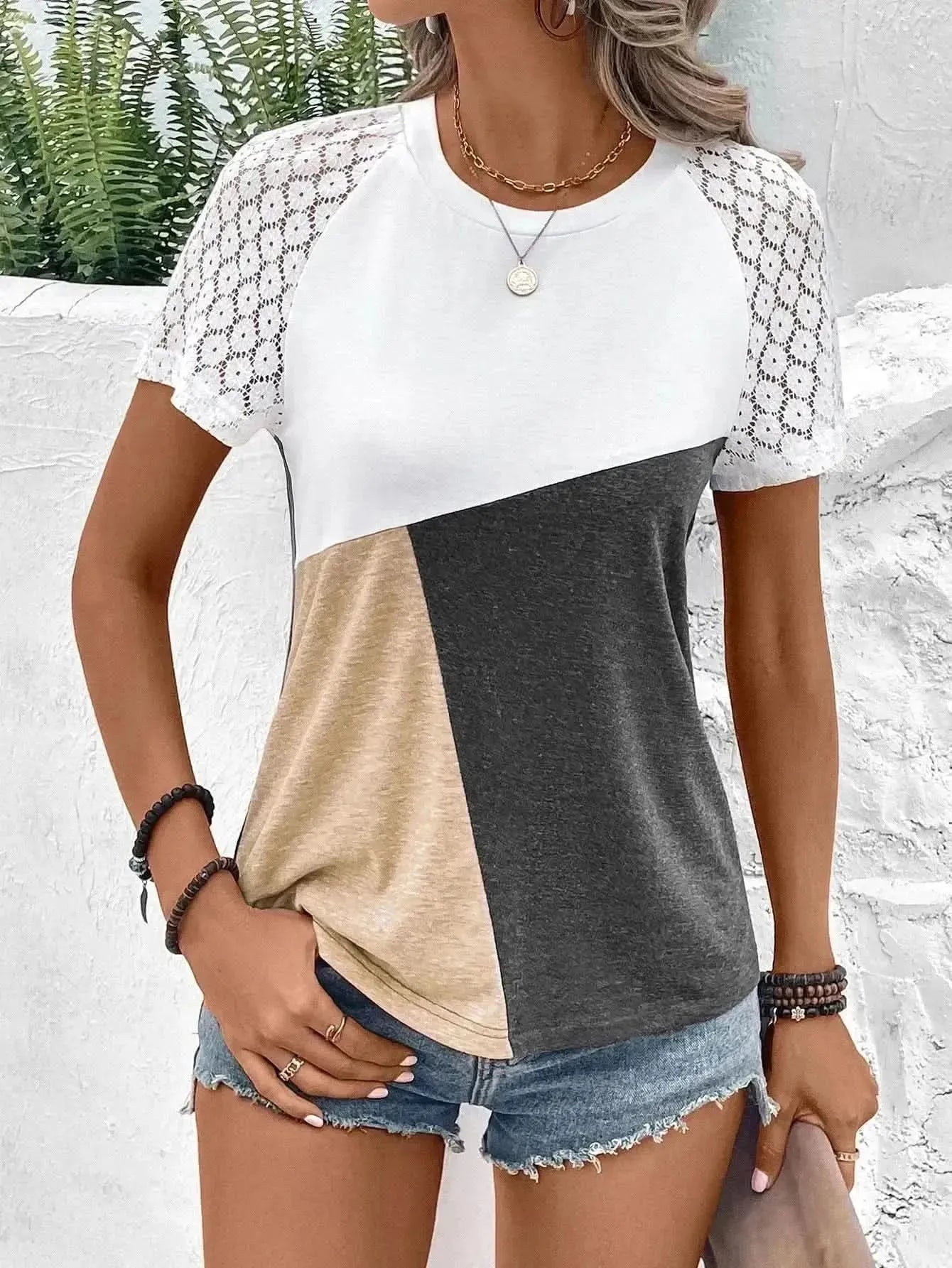 Ivy Lane Color Block Raglan Sleeve Round Neck Tee - Bad Moms Club