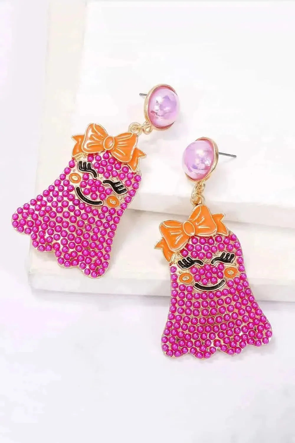 Smiling Ghost Shape Synthetic Pearl Earrings - Bad Moms Club