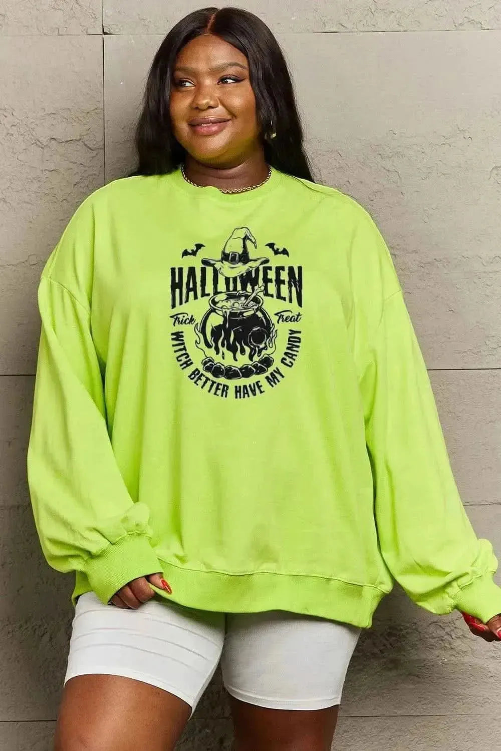 Simply Love Full Size Graphic Round Neck Sweatshirt - Bad Moms Club