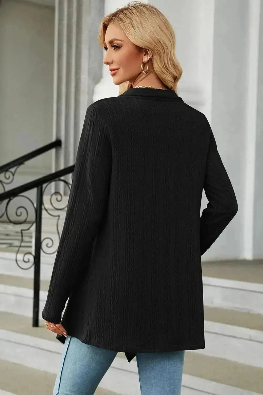 Open Front Long Sleeve Cardigan - Bad Moms Club