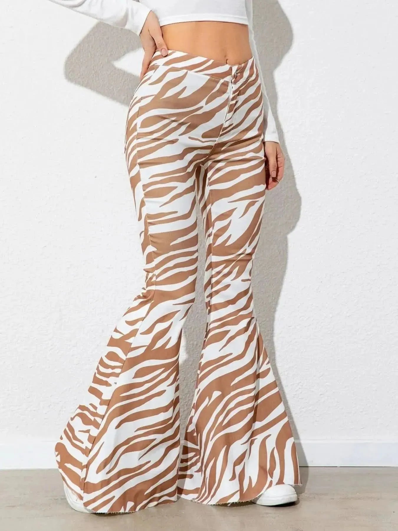 Floral High Waist Flare Leg Pants - Bad Moms Club
