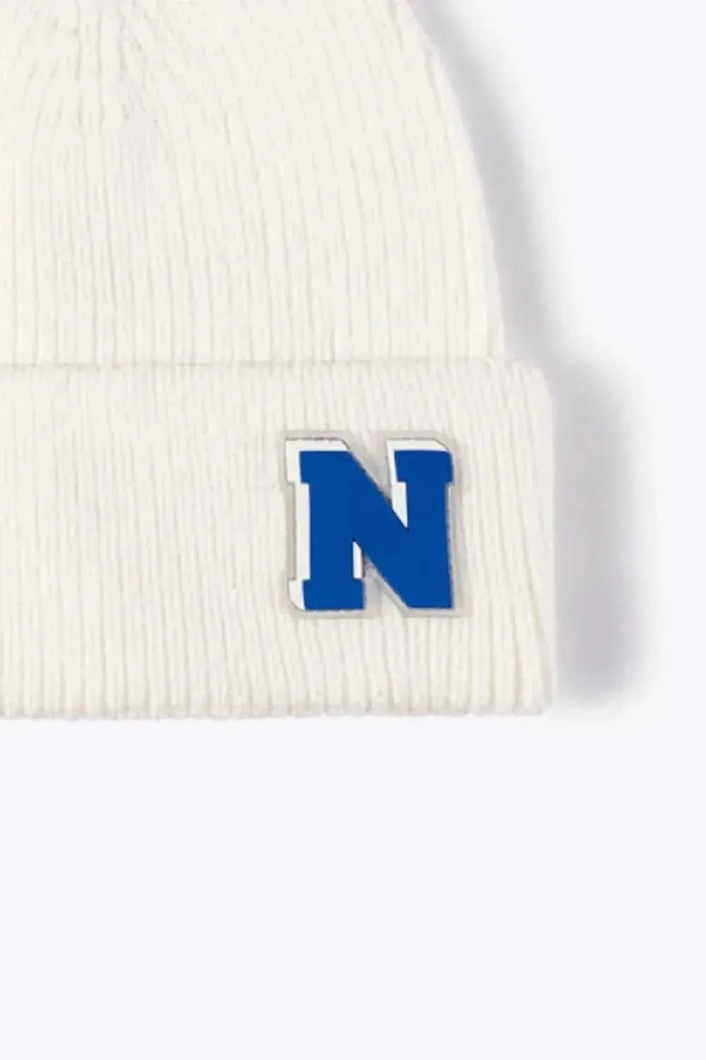 Letter N Patch Cuffed Knit Beanie - Bad Moms Club