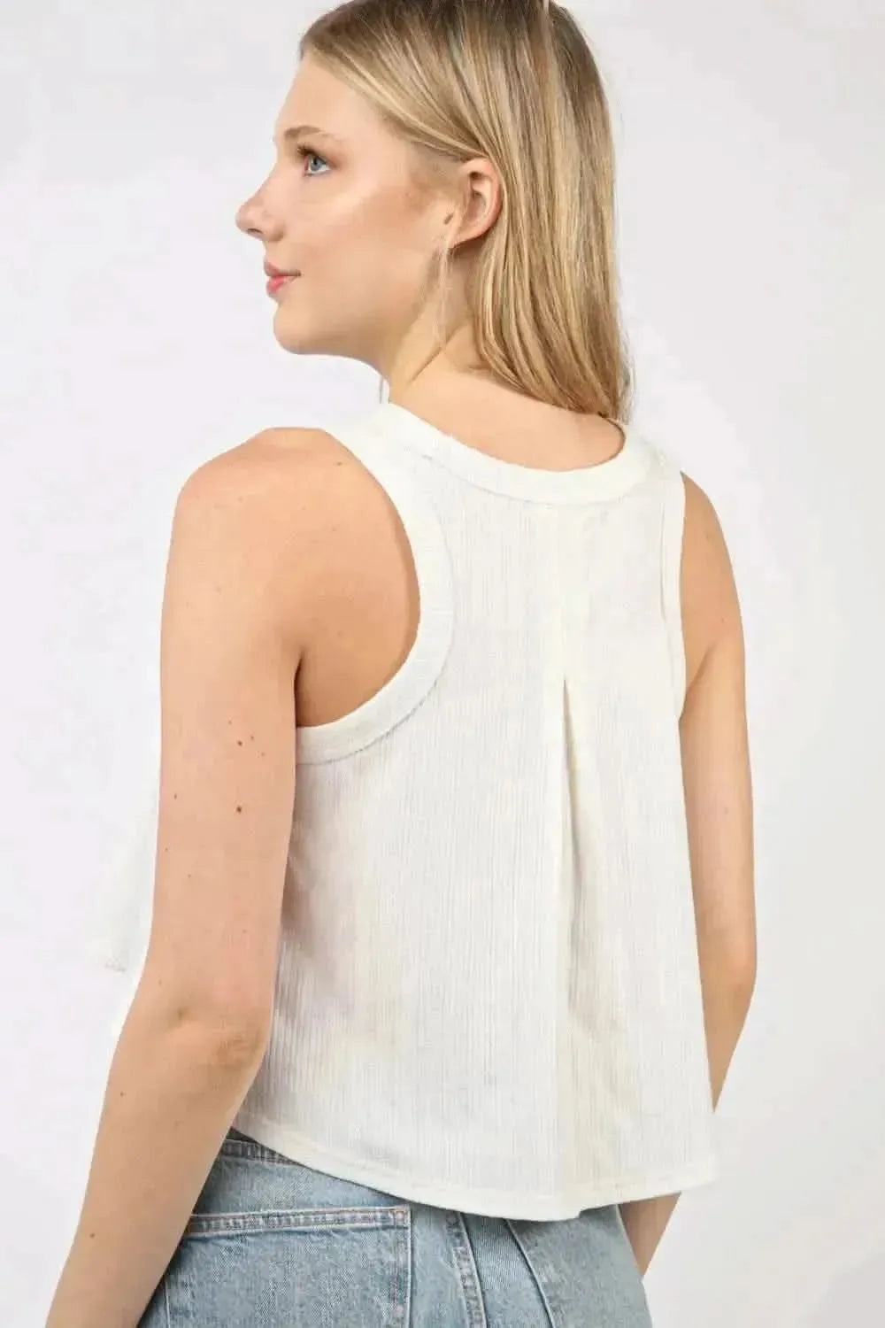 VERY J V-Neck Knit Swing Cropped Tank - Bad Moms Club