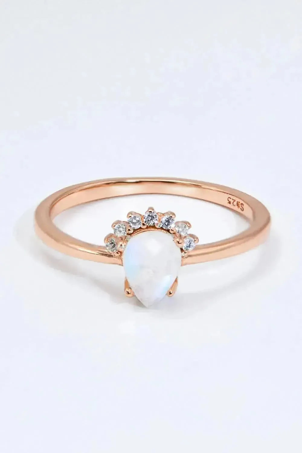 18K Rose Gold-Plated Pear Shape Natural Moonstone Ring - Bad Moms Club
