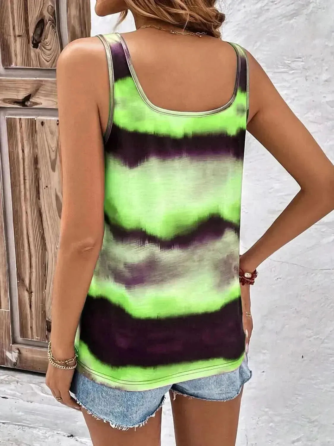 Tie-Dye Scoop Neck Wide Strap Tank - Bad Moms Club