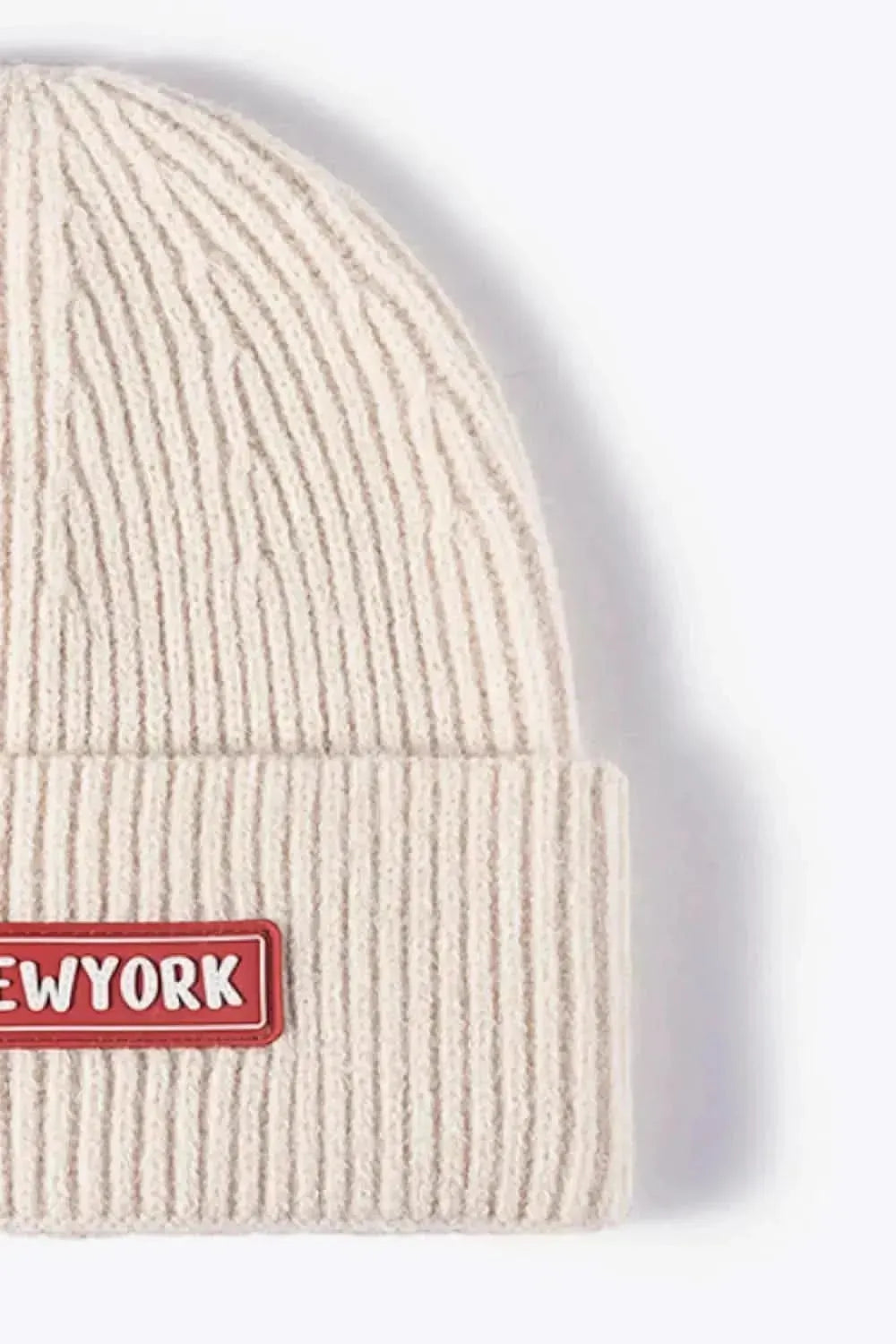 NEWYORK Patch Rib-Knit Cuffed Beanie - Bad Moms Club